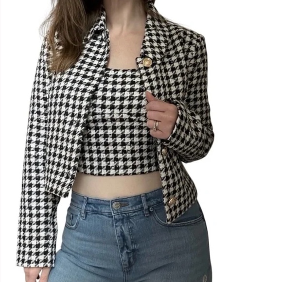 Jason Wu Jackets & Blazers - NWT Jason Wu Houndstooth Blazer black white with Sequins